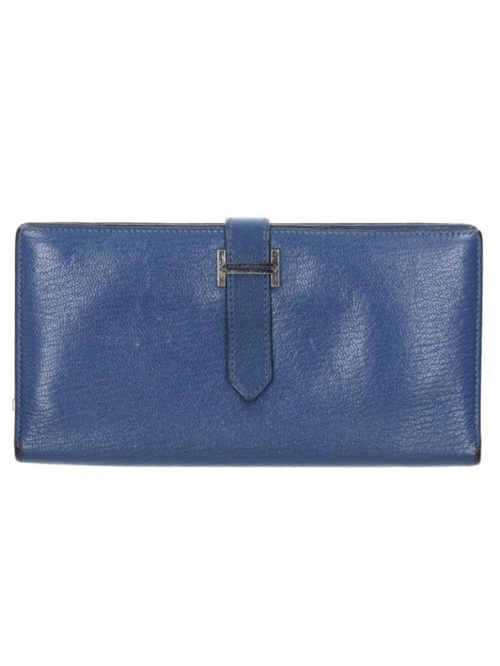 Hermes Bearn Soufflet Chevre Blue Brighton Wallet